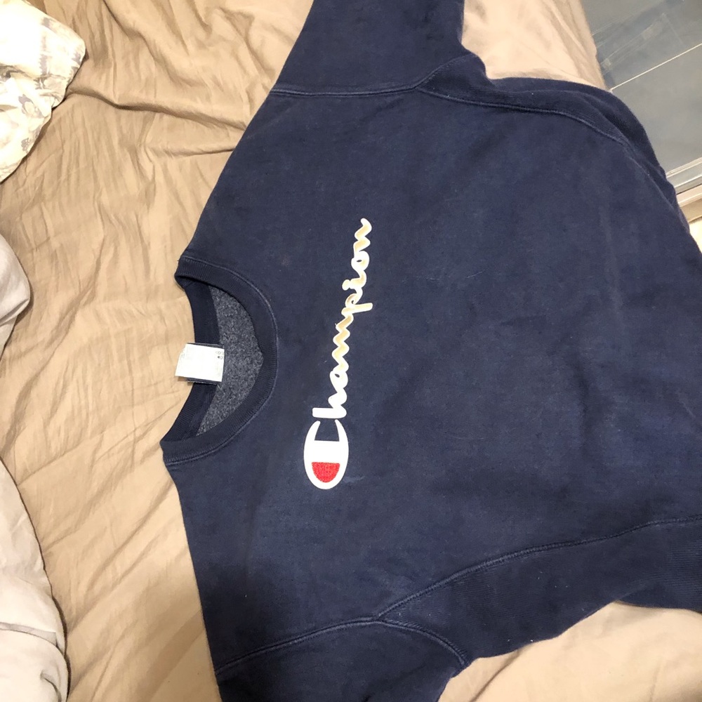 Champion Sweatshirt Crew Neck Womens M Dark Blue
